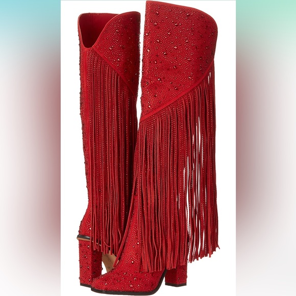 Jessica Simpson Shoes - Jessica Simpson Asire Red Rhinestone Fringe Boots